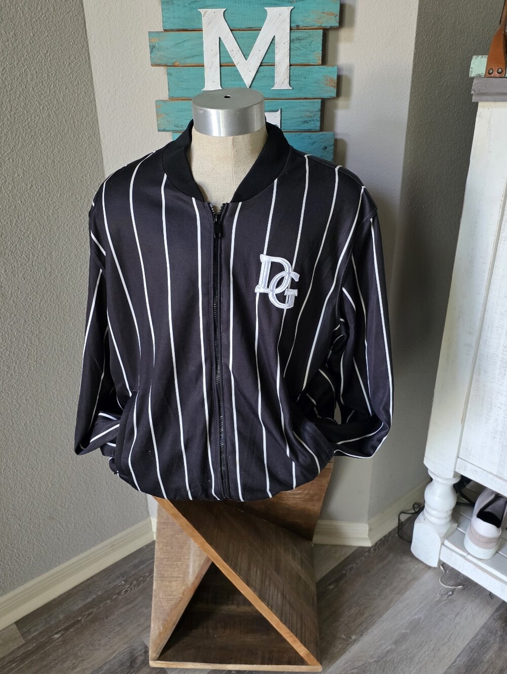 Rare Vintage - Dolce & Gabbana Italy Pinstripe DG Logo Track Jacket Mens IT 52